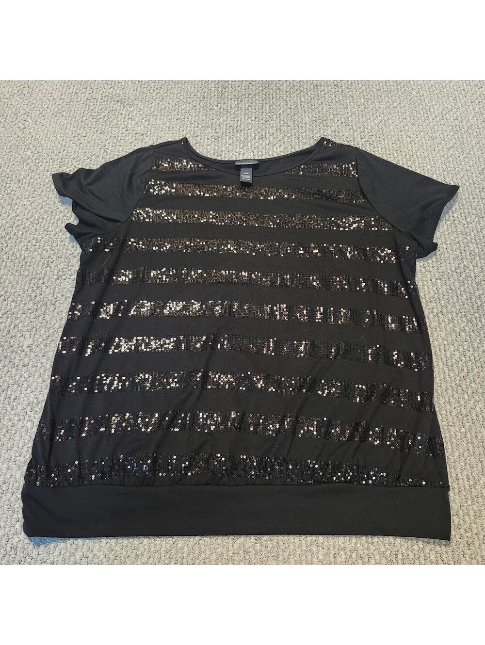 Lane Bryant Black Sequin Striped Short Sleeve Top Size 22/24